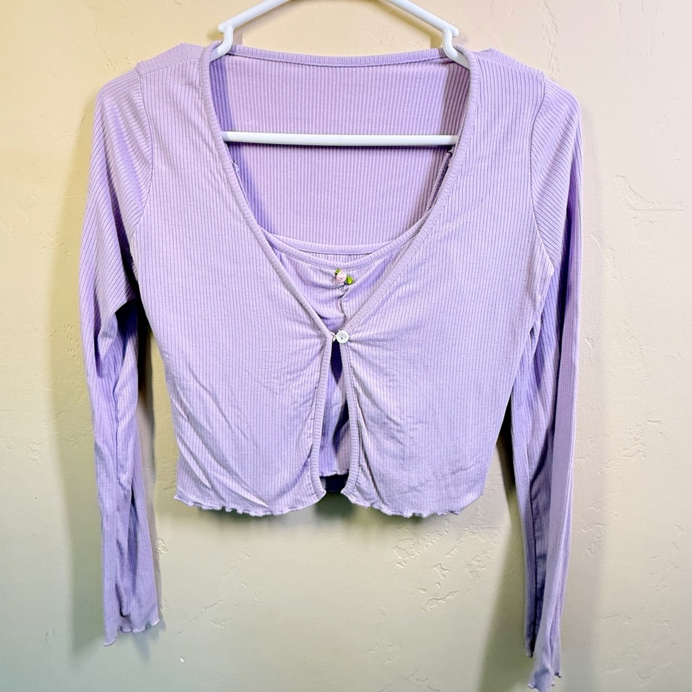Lavender Ribbed Women's Top